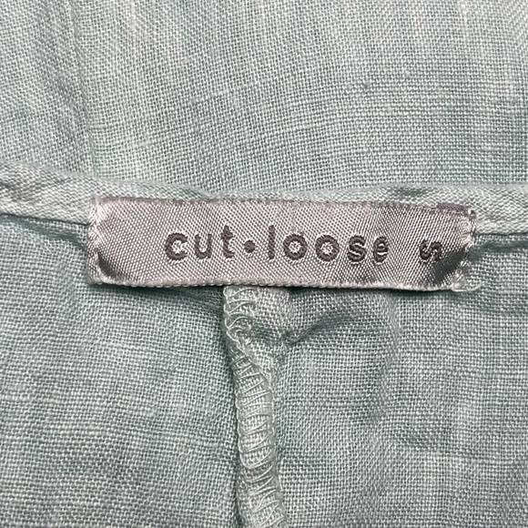 Cut Loose Size Small Sleeveless Shift Dress Linen Cotton Blue Pockets Lagenlook - Picture 5 of 8